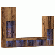 Helloshop26 - Meuble TV mural moderne 190,5 x 30 x 132 cm avec étagères LED ambiance cosy en bois d'ingénierie ancien 02_0055927 - Bois massif 3000 Helloshop26 - Meuble TV mural moderne 190,5 x 30 x 132 cm avec étagères LED ambiance cosy en bois d'ingénierie ancien 02_0055927 - Bois massif 3000