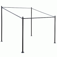 Mendler Structure de pergola HWC-A22, pergola annexe jardin pavillon terrasse armature, acier 3x3m - noir métal 75897