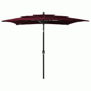 Parasol de jardin à 3 niveaux mât en aluminium rouge bordeaux Modèle Eolia Riviera - 313840