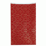 Pochettes cadeaux "Graphique" rouge 24x7,5x41cm - par 50