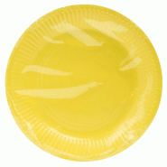 Pronappe - Réf.79219I - Carton de 500 Assiettes Ø 23 cm - zéro plastique - 25 packs de 20 assiettes sous film Jaune - jaune en carton 79219I