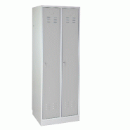 PROREGAL Armoire vestiaire ERMINE avec 2 portes | HxLxP 178x60x50cm | Gris/gris - gris métal RAD348-07