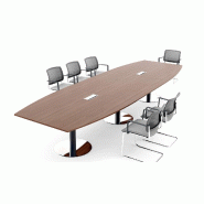 Table de réunion forme tonneau avec base chromée Ogi - MDD. - Noir, Noyer, 280_0