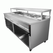 Table/Meuble de préparation à Tacos/Crousty 7 x GN 1/2 avec bain-marie intégré sur roulettes PREMIUM - GOLDINOX - inox 3701770825752 Table/Meuble de préparation à Tacos/Crousty 7 x GN 1/2 avec bain-marie intégré sur roulettes PREMIUM - GOLDINOX - inox 3701770825752
