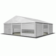 Tente de stockage fermée / structure fixe en aluminium et acier / couverture multi-éléments en composite pvc / porte / fenêtre / système d'éclairage