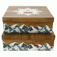 Boites rondes carton Chalet jeu de 2 - Boites rondes carton Chalet jeu de 2 -