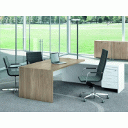 Bureau de direction contemporain en bois Kellington - grande surface de travail 200 ou 220 cm - caisson 3 tiroirs intégrés Bureau de direction contemporain en bois Kellington - grande surface de travail 200 ou 220 cm - caisson 3 tiroirs intégrés