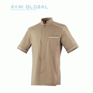 Veste de cuisine biscuit unisexe - Manches courtes en polyester et coton - Carameli Robur_0