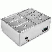 Chauffe-plat électrique bain-marie inox 6 casseroles 850w - 7l - vevor