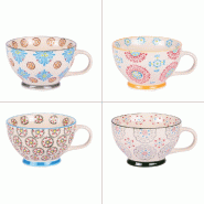 Coffret de 4 déjeuners Bohème 32 cl -  Multicolore Rond Grès Table Passion - multicolore Grès 3106232380655