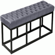 Décoshop26 - Banquette capitonné bout de lit en tissu velours gris support en métal noir 120 cm BAN10110 - métal 3002485332697