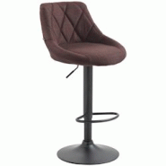 Décoshop26 - Tabouret de bar chaise haute x 1 avec coutures décoratives assise en tissu marron pieds métal noir 10_0005087 - marron 3000252454900 Décoshop26 - Tabouret de bar chaise haute x 1 avec coutures décoratives assise en tissu marron pieds métal noir 10_0005087 - marron 3000252454900