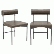 Ensemble de 2 chaises de salle à manger COSTWAY, chaises de cuisine en cuir PVC avec dossier rembourré et assise en forme de U - gris métal VH33900