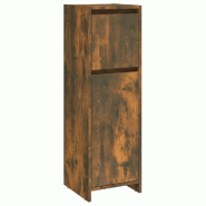 Helloshop26 - Armoire de bain design élégant avec grand rangement 30 x 30 x 95 cm en bois d'ingénierie chêne fumé 02_0048185 - Bois massif 300023