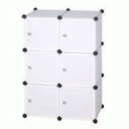 Helloshop26 - Armoire DIY avec porte en plastique 6 portes blanc 19_0000378 - blanc acier 3000240718984