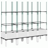 Helloshop26 - Jardinière bac lit surélevé plantes fleurs terrasse jardin avec treillis 160 x 40 x 142,5 cm PP blanc 02_0038270 - 3000214152127 Helloshop26 - Jardinière bac lit surélevé plantes fleurs terrasse jardin avec treillis 160 x 40 x 142,5 cm PP blanc 02_0038270 - 3000214152127