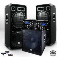 Ibiza Sound Pack Sono complet BM SONIC BMX-18215 3200W Caisson bi-amplifié + DJM250BT-MKII - 3700804181680