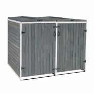 Mendler XL Habillage de poubelle 2x/4x HWC-H74, Box pour poubelles, extensible 126x158x98cm bois MVG ~ gris-blanc - gris Bois massif 80478+80479