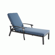 Merax Chaise Longue de Jardin, Lot de 1, Chaise Longue en Aluminium réglable avec Rembourrage, Bleu - bleu aluminium W2021P270162