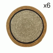Now's Home - Lot De 6 Sets De Table D38cm En Jonc De Mer Naturel Et Safran Iris - 3256390251783 Now's Home - Lot De 6 Sets De Table D38cm En Jonc De Mer Naturel Et Safran Iris - 3256390251783