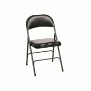 Lot de 2 chaises de collectivité pliantes et accrochables Clem - Revêtement vinyl noir - Structure métal noire Lot de 2 chaises de collectivité pliantes et accrochables Clem - Revêtement vinyl noir - Structure métal noire