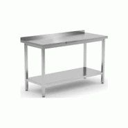 Table inox - Largeur L (L=1210-1610mm) - Avec étagère basse, Avec dosseret Inconnue TBLLLP60EtagDossPied