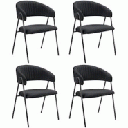TecTake GmbH tectake Lot 4 Fauteuils rembourré ergonomique en tissu 150kg max noir - 405515 - noir polyester 405515 TecTake GmbH tectake Lot 4 Fauteuils rembourré ergonomique en tissu 150kg max noir - 405515 - noir polyester 405515
