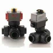 Vanne PVC 3 voies - commande électrique 220V - en L femelle à coller D 063 EPDM - Référence : 30TKDIVLCE23063EPM