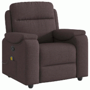 VidaXL Fauteuil de massage inclinable Marron foncé Tissu Modèle Iermelix - 8721158337016