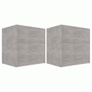 VidaXL Tables de chevet 2 pcs Gris béton 40x30x40 cm Bois d'ingénierie – Modèle Graphite - 801044