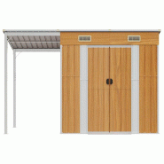 Abri de jardin avec toit prolongé marron clair 277x107x181 cm Modèle AbriBungalow 237 - 8720845888879