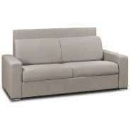 CANAPÉ 2- CANAPEXPRESS  LATTES 120CM MATELAS MÉMORY  22CM TÊTE DE LIT INTÉGRÉE  CUIR VACHETTE TAUPE CLAIR