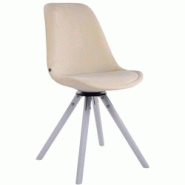 CLP Chaise de salle à manger Troyes Pivotant en velours avec piétement rond Blanc/Crème - beige textile 312198 CLP Chaise de salle à manger Troyes Pivotant en velours avec piétement rond Blanc/Crème - beige textile 312198