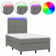 Décoshop26 - Lit LED avec sommier, tête de lit ajustable et matelas 120x200 cm en tissu gris foncé - TDL0208406 - 3001538647764 Décoshop26 - Lit LED avec sommier, tête de lit ajustable et matelas 120x200 cm en tissu gris foncé - TDL0208406 - 3001538647764