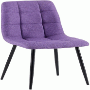 Décoshop26 - Chaise de salle à manger x1 coutures forme carrées en tissu violet pieds en métal noir 10_0001976 - violet métal 3000250775601