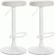 Décoshop26 - Lot de 2 tabourets de bar design simple avec assise en synthétique blanc et cadre métal blanc TDB10683 - blanc 3002474532695
