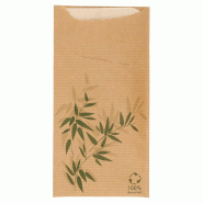 Etui pour couverts kraft Feel Green + serviette blanche 11,2x22,5cm x400