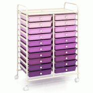 Helloshop26 - Chariot de rangement mobile 63 x 37 x 87 cm avec 20 tiroirs colorés pour bureau et maison en métal violet - violet métal 3000232933418