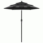 Helloshop26 - Parasol à 3 niveaux avec mât en aluminium 2 m noir 02_0008755 - 3000468047767