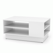 Helloshop26 - Table basse multifonctionnelle rectangulaire 86 x 56 x 41 cm avec rangement ouvert design contemporain en bois blanc 20_0013789 - 300022