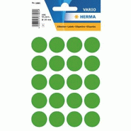 HERMA 100 pastilles adhésives coloris vert foncé, Ø 19 mm (5 feuilles 9x16 / cdt) - 1885