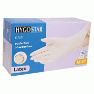 HYGOSTAR Gants d'hygiène en latex GRIP M - M blanc latex 2675