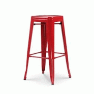 Kosmi Tabouret de bar en métal rouge brillant style industriel - Sans dossier - Hauteur 76 cm - rouge métal 3760301698319