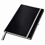 LEITZ Lot de 5 Cahier broché Style Premium A4, 160p./80 feuilles 100 g/m² lignées, couverture rembordée rigide, coloris noir - noir 44750094