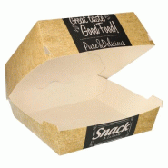 Papstar 50 boîtes à burger, carton pure 8,5 cm x 18,5 cm x 18,5 cm Good Food XXL - beige en carton 87493