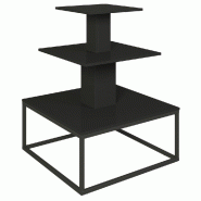 Présentoir 3 niveaux base métal noir Vertigo noir 90x90x117cm