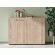 Armoire mi-haute portes battantes en bois - fermeture à clé - Etner L176 H133 - 8 finitions - Garantie 3 ans Armoire mi-haute portes battantes en bois - fermeture à clé - Etner L176 H133 - 8 finitions - Garantie 3 ans