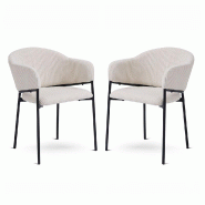 RATTATAN Lot de 2 chaises en velours à larges côtes, accoudoirs, structure en métal, design moderne pour cuisine, salle à manger, restaurants Grac