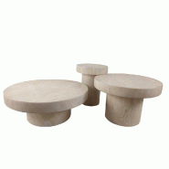 Tables en MGO marbre creme Ø40+80+64,5cm