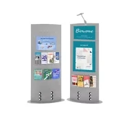 Totem d'exposition et publicitaire métallique - Couleur Laqué époxy gris-alu - H 167 x L 50 cm - MC216549